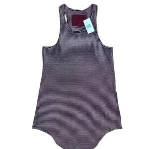 NWT Frank & Eileen‎ Tee Lab Large Maroon White Striped Racerback Tank
